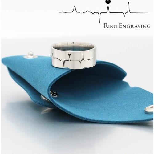 Custom ECG Heartbeat Personalized Stainless Steel Ring Gift For Friend Engraved Lover Jewelry