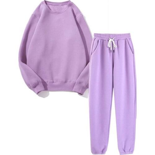 Spring autumn 2 Piece Set Women Casual Round Neck Long Sleeve Hoodies High Waist sweatpants Tracksuit Women workout sportswear