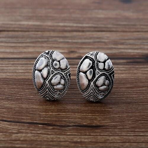 COWNINE Womens fashion retro ear clips strange shape ancient silver jewelry earrings gift