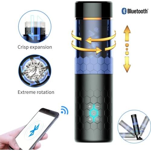 Male Masturbator Bluetooth Control Automatic Telescopic Rotating Aircraft Cup Electric Masturbation Cup Real Vagina Sex Toys