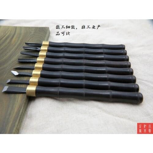 8PCS Japan SK5 Wood Carving Hand Chisel Woodworking Tool Set Ebony Handle Woodworkers Gouges