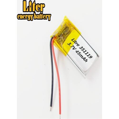 New selling!! cheapest rechargeable li-ion li-polymer 351119 battery 45mAh 3.7v good quality OEM