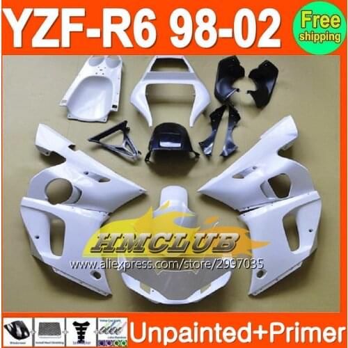 Bodys Unpainted+Primer Fairing For YAMAHA YZF-R6 YZFR6 YZF600 YZF R6 600 98 99 00 01 02 1998 1999 2000 2001 2002 Fairings