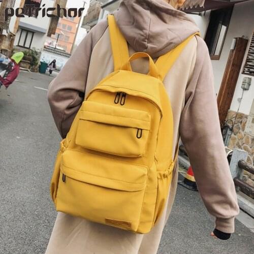 Solid Color Waterproof Nylon Backpack for Women Multi Pocket Travel Backpacks Female School Bag for Teenage Girls Book Mochila