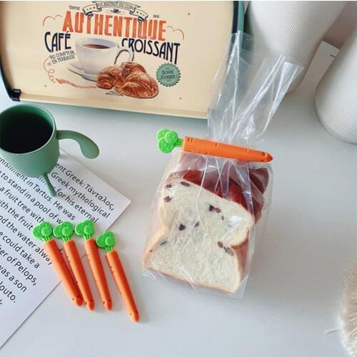 Plastic Sealing Clips 5 Pieces Cute Carrot Shape Snack Food Bag Clips for Kitchen Travel