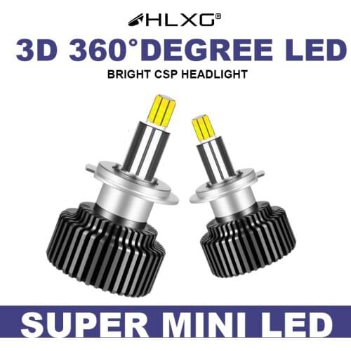 HLXG H11 H4 9012 H8 H9 bulb lamp 3D h1 led 360 H7 24 Sides CSP Chips Auto 20000LM 9005 9006 HB3 HB4 Light Source 12V 6000K 8000K