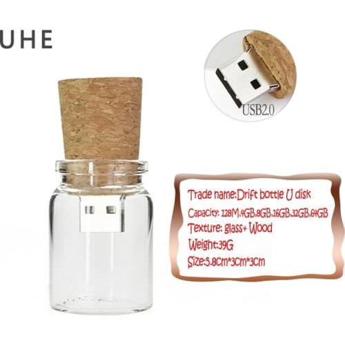 Pen drive creative glass drift bottle usb flash drive 4GB 8GB 16GB 32G 64GB cute wishing bottle memory stick u disk pendrive