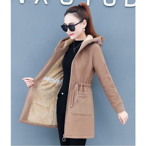 Womens Coat 2020 New Autumn Winter Zipper Drawstring Letter Printing Thickening Hooded Hoodie Fashion Simple Casual Sweatshirt