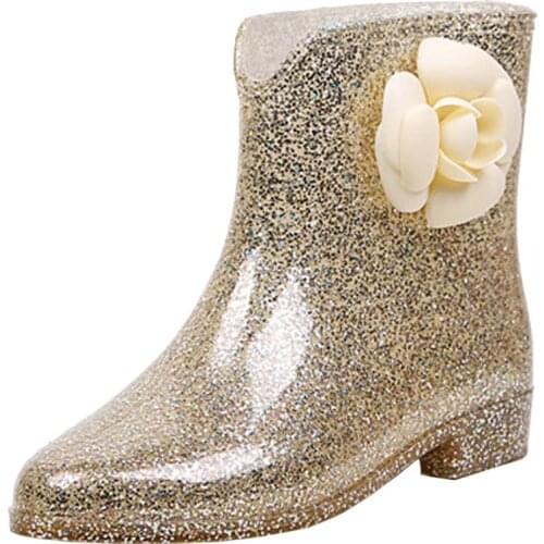 Rubber Shoes Women Waterproof Rain Boots Ankle Shoes 2021 New Autumn New Female Water Shoes Rain boots Ankle Boots Flats