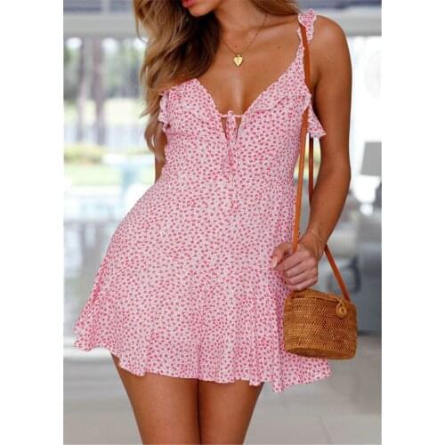 2019 Sexy Beach Dresses Swim Women Boho Style Mini Beach Tunic Swim Backless Sexy Women Cover Up Bikini Lady Floral Swimsuits