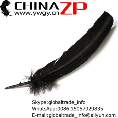 Gold Manufacturer CHINAZP Factory 50pcs/lot 30~35cm(12~14inch) Length Dyed BLACK Turkey Rounds Imitation Eagle Feathers