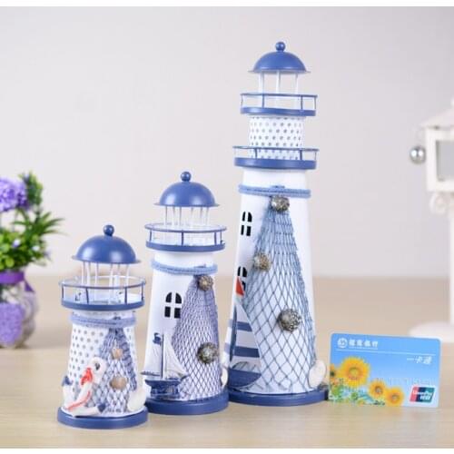1PC Home Vintage Iron Resin Lighthouse House Candle Stick Candelabrum Holder Stand Helpful For Home Decoration KN 056