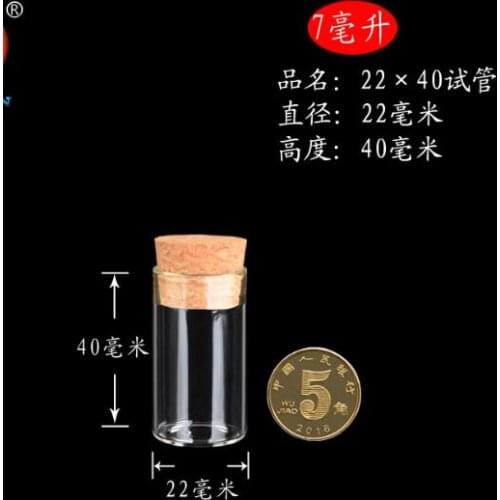 10PCS High borosilicate glass storage jar clear Empty Wishing Vials with Cork Glass Bottles Jars Containers 22*40mm 5.0 ML