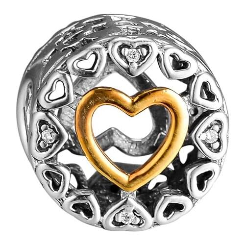 100% Real 925 Sterling Silver Loving Circle, Clear CZ Charms Fits Pandora Charm Bracelet DIY Beads for Jewelry Making