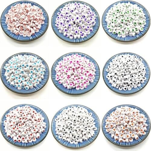 100pcs/Lot 7mm Acrylic Spaced Beads Round Shape Love Heart Beads For Jewelry Making DIY Handmade Charms Bracelet xx