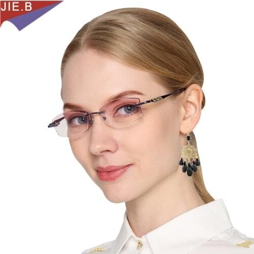 2020 new specially designed high-quality fashion ladies rimless diamond-cut presbyopic glasses + 1.0 + 1.5 + 2.0 + 2.5 + 3.0