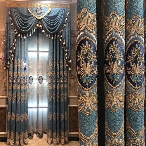 2021 Luxury Atmosphere European-style Hollow Embroidered Curtains for Living Room Bedroom Study Blackout Curtains Customization