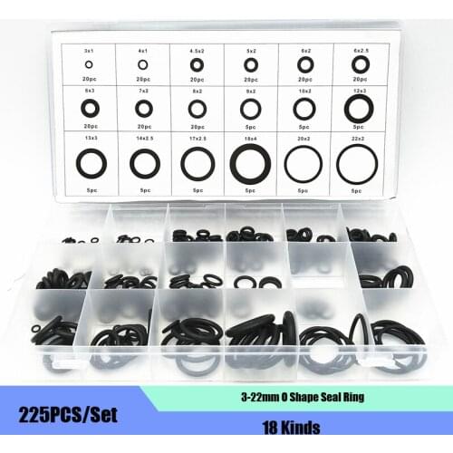 225PCS/Set 18Kinds 3-22mm O Shape Seal Ring Washer High Temperature and Corrosion Resistance Parts