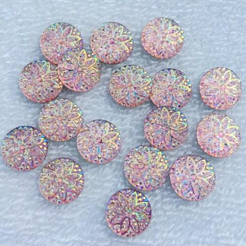 40 pcs 14mm Round flower Flat back Rhinestone strass Loose bead buttons For diy wedding decoration Garment accessories -A30A