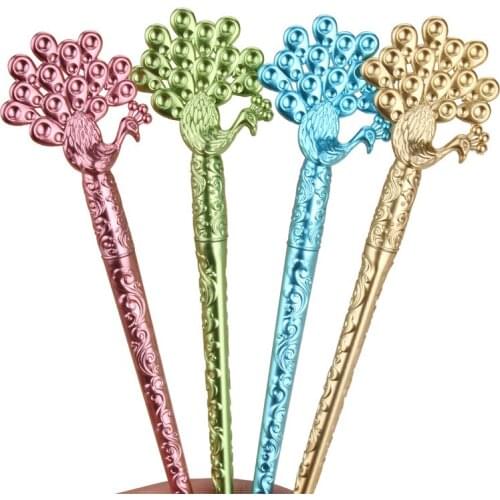 48pcs/pack 0.38mm fresh diamond peacock style gel pen unisex pen supermarket promotion gift children prize