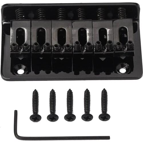 6 String Electric Guitar Hard Tail Fixed Bridge 73mm with Screws and Wrench, Black
