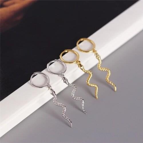 925 Sterling Silver Tassel Cross Snake Stud Earrings For Women Romantic Wedding Jewelry Brincos Pendientes