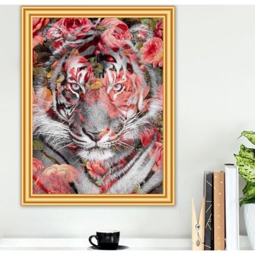 DIY 5D Diamond Painting Tiger Cross Stitch Kit Full Drill Embroidery Animal Mosaic Art Picture of Rhinestones Home Decor Gift