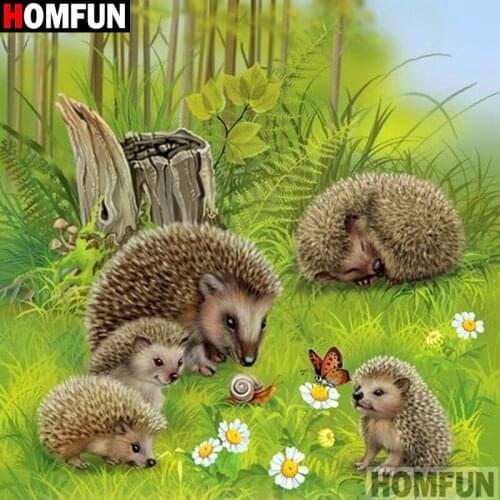 HOMFUN Full Square/Round Drill 5D DIY Diamond Painting "Animal hedgehog" 3D Embroidery Cross Stitch 5D Decor Gift A14262