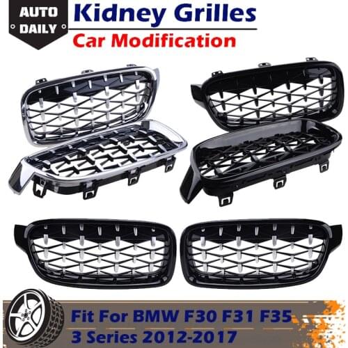Diamond Kidney Grill Meteor Style Front Bumper Grille For BMW F30 F31 3 Series 2012-2017 Sedan Car Accessories Replacement Part