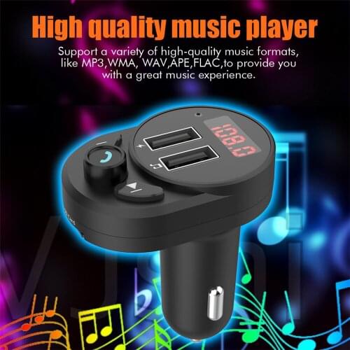 Car Bluetooth 5.0 FM Transmitter Wireless Handsfree Audio Receiver Auto MP3 Player 2.1A Dual USB Fast Charger Car Accessories