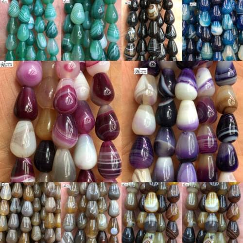 Free shipping 10x14mm Multicolor Onyx Carnelian Water Drop Loose Beads Jewelry 15" WFH633