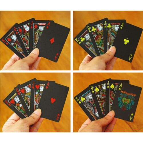 Black Poker PVC Innovative Waterproof Washable Poker Game Card With A Plastic Box For Party Home Entertainment Travel