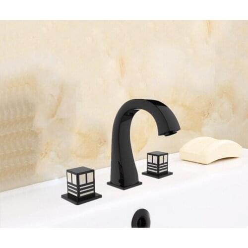 Black and Rose 2 Colors Plated Brass Material Deck Mounted Double Handle Wash Basin Mixer