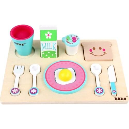 Wooden Childrens Kitchen Toys Pretend Play House Games Breakfast Food Set Toys Baby Fun Early Education Puzzle Cognitive Gift