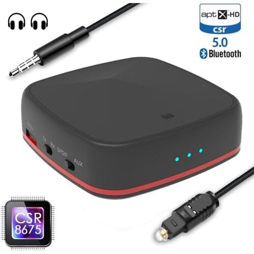 Dual Link Bluetooth 5.0 CSR8675 Aptx HD LL Low Latency Stereo Audio Spdif Optical Toslink RCA Aux 3.5mm TV Transmitter Receiver