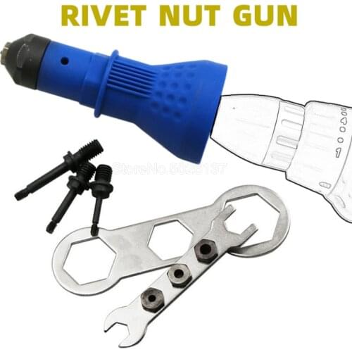 Electric Rivet Gun Conversion Head Stud Pull Riveting Grab Ram Core Pneumatic Hand Drill Nut Tool Cordless Adapter Bits Set