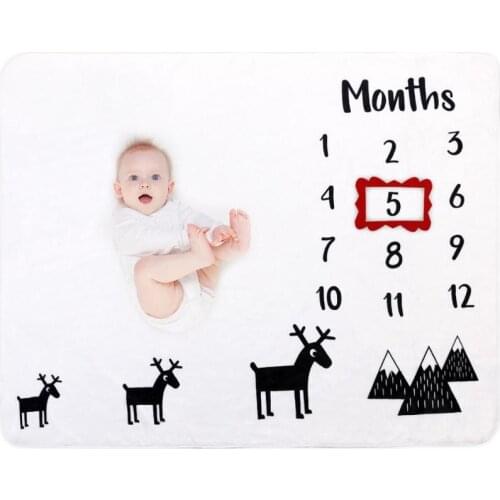 Newborn Baby Blanket Flannel Photography Props Background Cloth Infant Boys Girls Monthly Record Growth Milestone Blanket