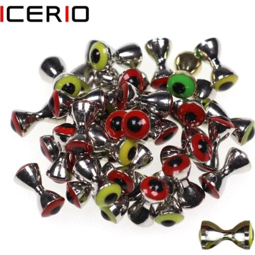 ICERIO 10PCS 3D Realistic Solid Dumbbell Fish Eyes Fly Tying Materials Sunken Brass Barbells Beads Pseudo Eyes