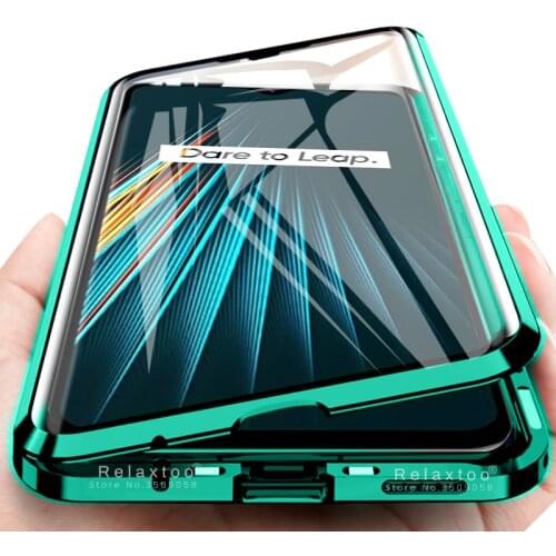360 magnetic flip case for oppo a5 a9 2020 Coque double side tempered glass cover realme 5 pro 5i case metal bumper shell Fundas