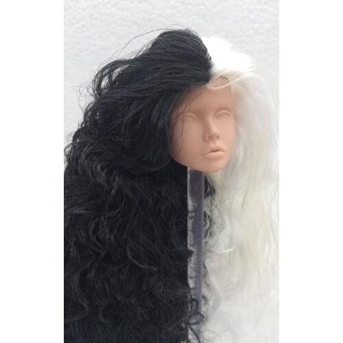 Fashion Royalty poppy parker 1/6 scale black and white hair fr white skin blank face integrity doll head for repaint