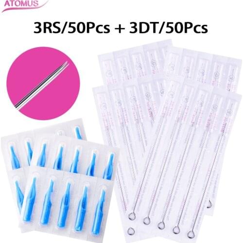 3RS Tattoo Needles Kit 3DT Tattoo Tips Nozzle Frivolite Naalden Agujas Tatuaje Needle Permanent Make Up Material De Tatuagem
