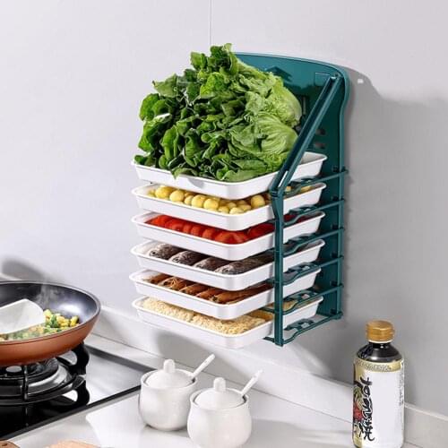 Wall Mounted Foldable Kitchen Dish Shelf Large Capacity Storage Rack For Dishes Cooking Side Dish Plate Shelf Organizer