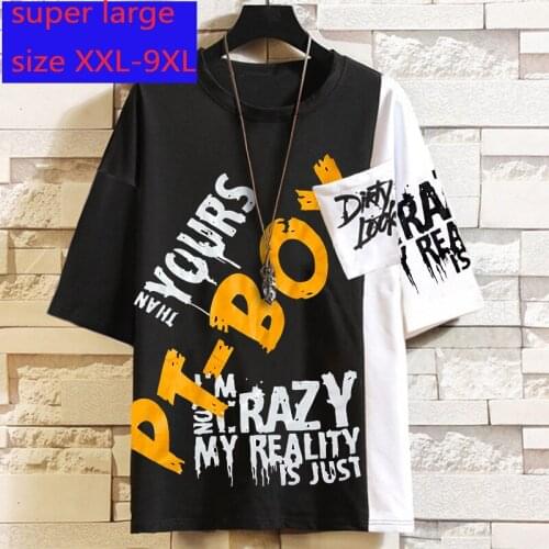 New Arrival Fashion Super Large Men Short Sleeve Casual O-neck Print Knitted T Shirt Plsu Size 2XL 3XL 4XL 5XL 6XL 7XL 8XL 9XL