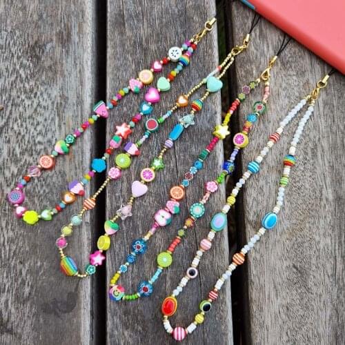 2021 New Design String Mobile Chain Phone Letter customer Choker Necklace Strap Lanyard for Keys Lady Gift