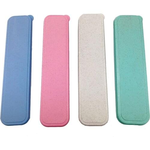 Pink Blue Green Beige 4 Colors Portable Tableware Wheat Straw Box Travel Gift Resin Plastic Outdoor Usage Cute Stationery Box