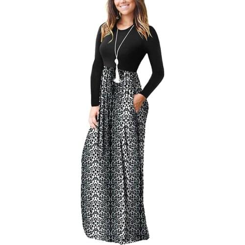 Leopard Print Maternity Dress For Pregnant Women Clothes Long Maxi Bottoming Pocket Dress Pregnancy Vestidos Gravidas Autumn