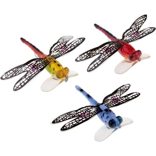 Popper Fishing Bait Lure Life-like Dragonfly Floating Fly Fishing Flies Hairy Bionic Insect Lures 7cm