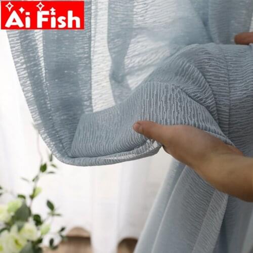 Simple Modern Solid Tulle Decorative Bee Net Gauze Design Solid Curtains For Living Room Pure White Linen Curtain Drapes MY221#5