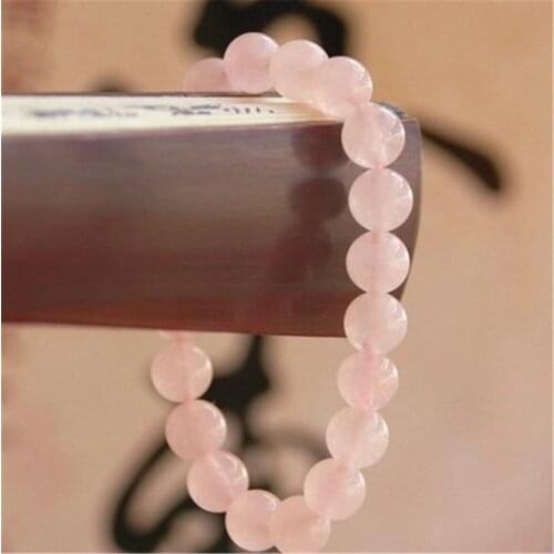 Pink Rose Powder crystal Quartz Natural Stone Bracelet Elastic Cord Pulserase Jewelry Beads Lovers woman Gift