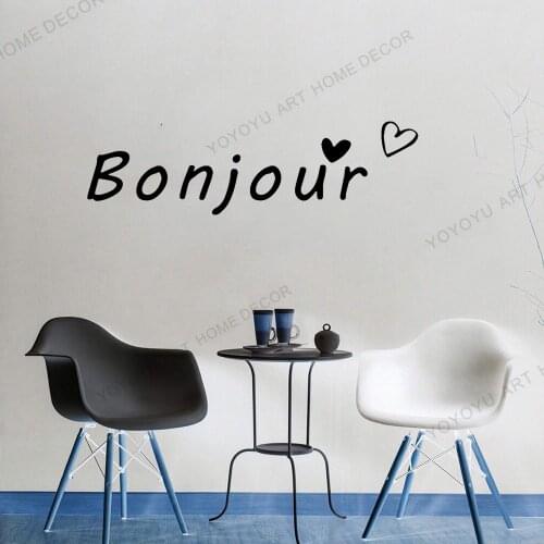 Self-adhesive Bonjour Words Wall Decals French Hello Home Decor Quotes For Bedroom Wardrobe Classroom Door Vinyl Stickers WZ187